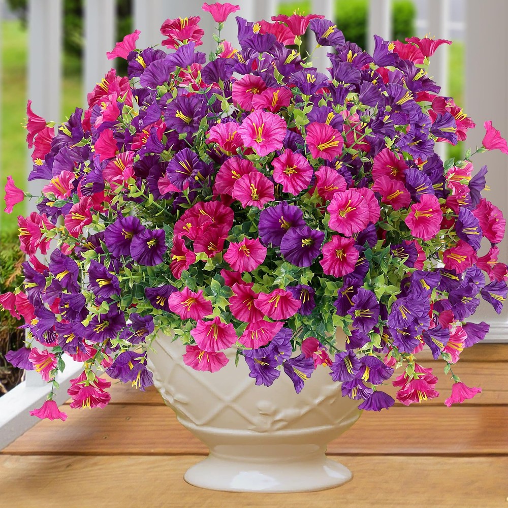 Artificial Flowers for Outdoors 12 Bundles Realistic Faux Plants UV Resistant...