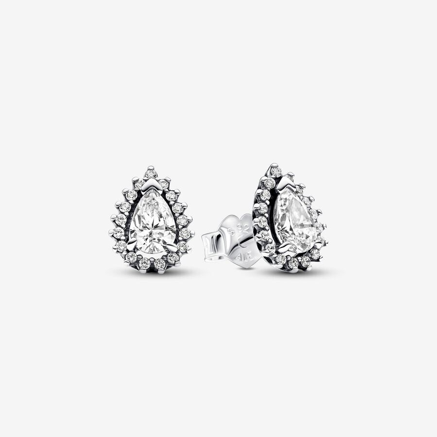 *BRAND NEW* Pandora Timeless Silver Sparkling Pear Halo Stud Earrings 292834C01