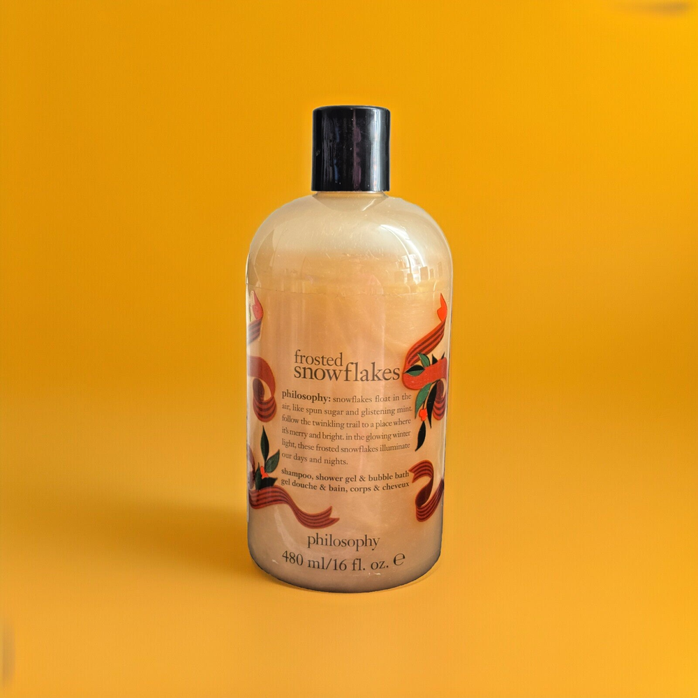Philosophy Frosted Snowflakes Shampoo Shower Gel Bubble Bath 16 oz Holiday Limited Edition
