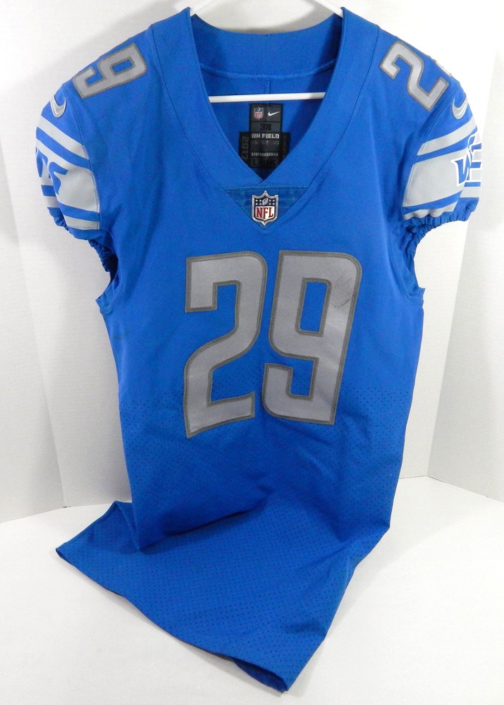 2017 Detroit Lions #29 Game Issued Blue Jersey Name Plate Removed 38 DP62778