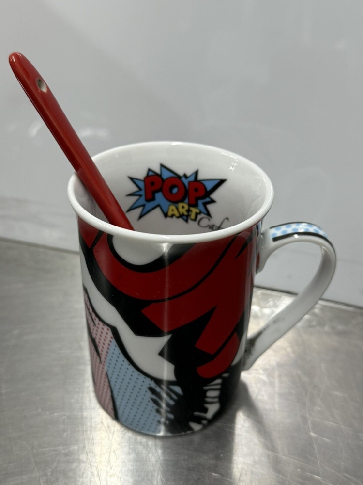 Pop Art Paul Cardew Coffee Mug Cup Modern Art Fine Casa  With Matching Spoon