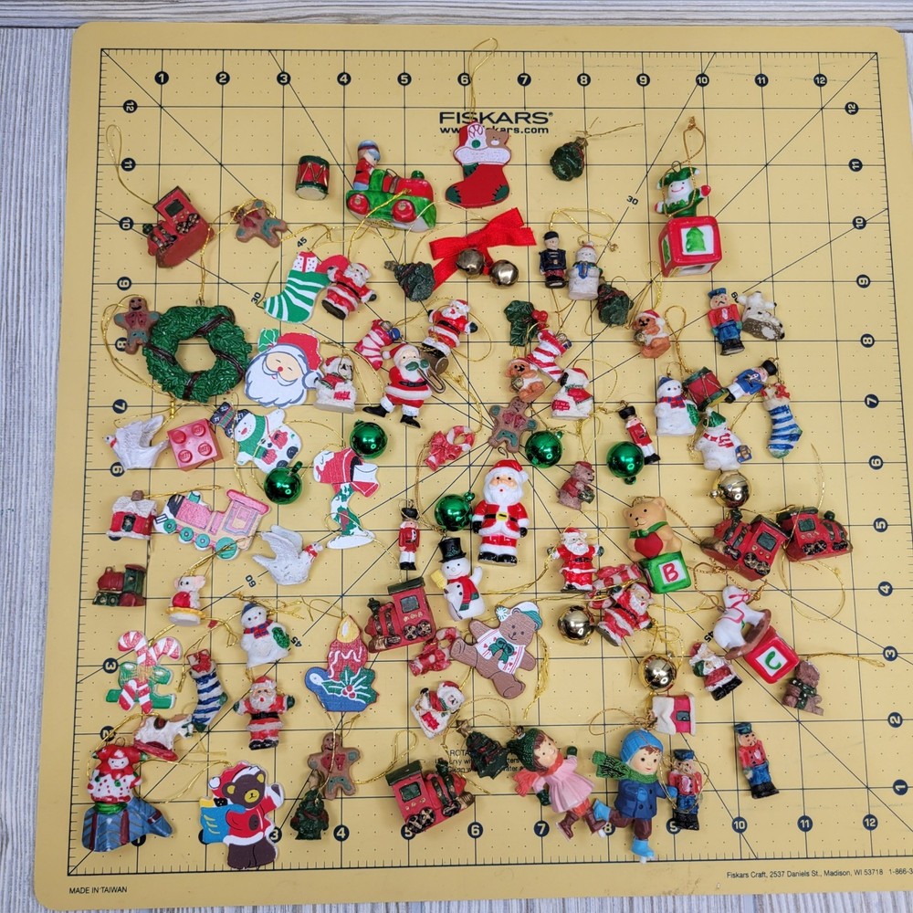 Lot of 85 Mini Christmas Ornaments Santa Train Snowman Gingerbread Bear Tree Vtg