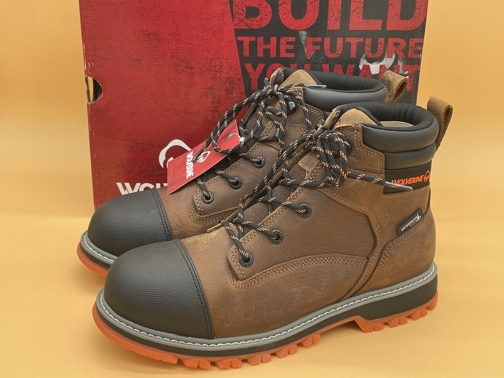 Sz 11.5 EW Wolverine Men Floorhard LX Cap Toe Safety Shoes Work Waterproof Brown