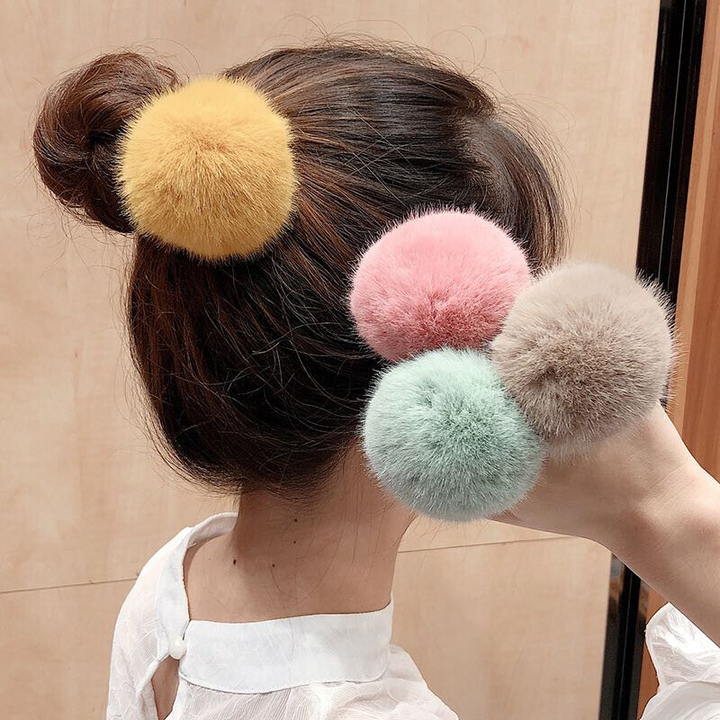 1PCS Big Pompom Hair Ring Soft Warm Hair Ties for Autumn Winter