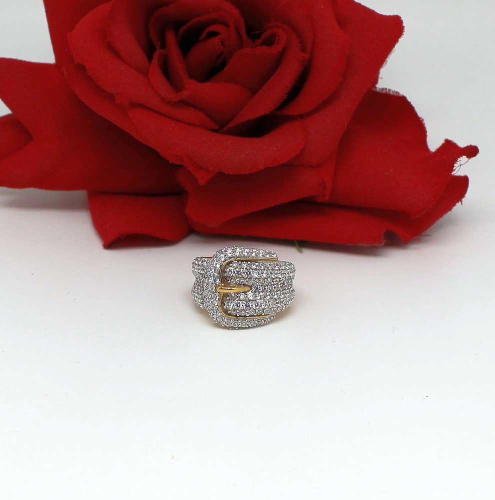 Sterling Silver NWT JTV SJD CZ Belt Buckle Ring Size 8 10.83g CAT RESCUE