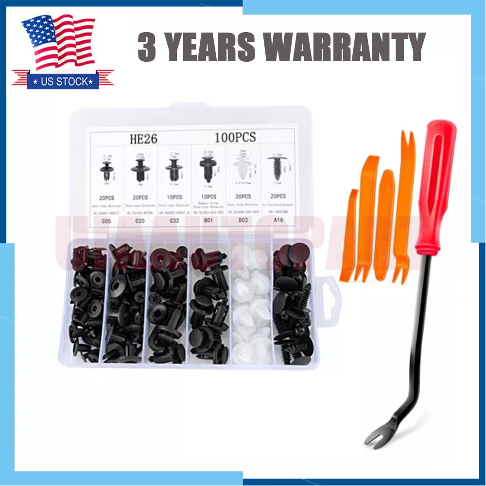 Honda Car Box Set 100x Bumper Fender Liner Push-Type Retainer Clips Fasteners