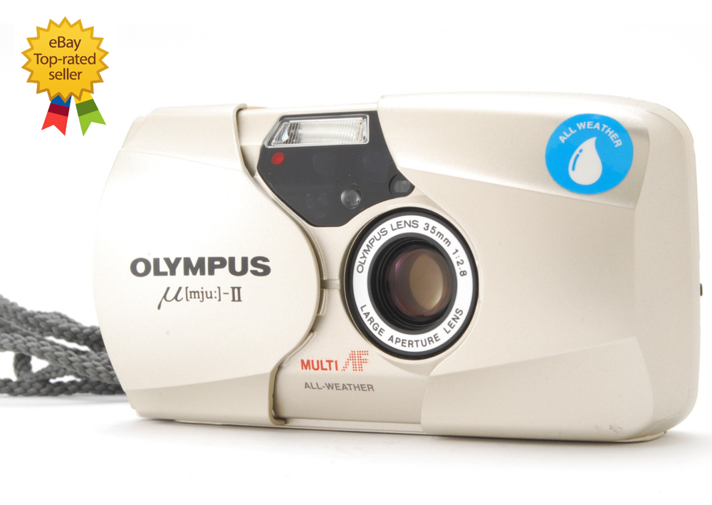 Olympus μ mju II Silver Point & Shoot 35mm Film Camera From JAPAN [Opt MINT]