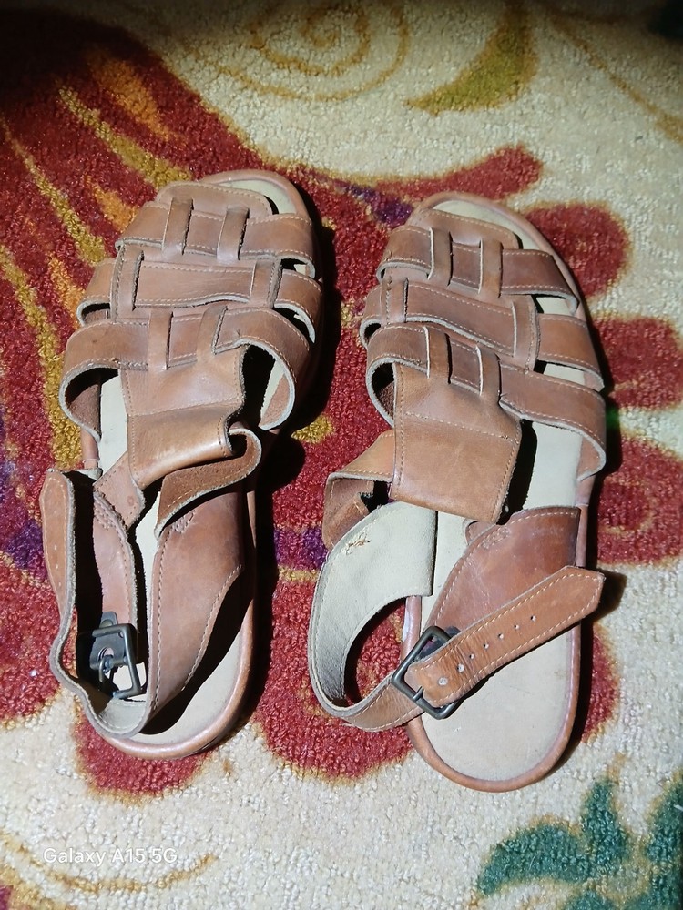 Vintage Vibram Leather Sandals for Men Size 8 Brown Comfort