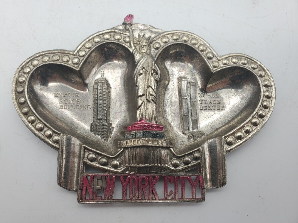 Vintage New York City Ashtray Souvenir, Empire State, Twin Towers,Statue Liberty