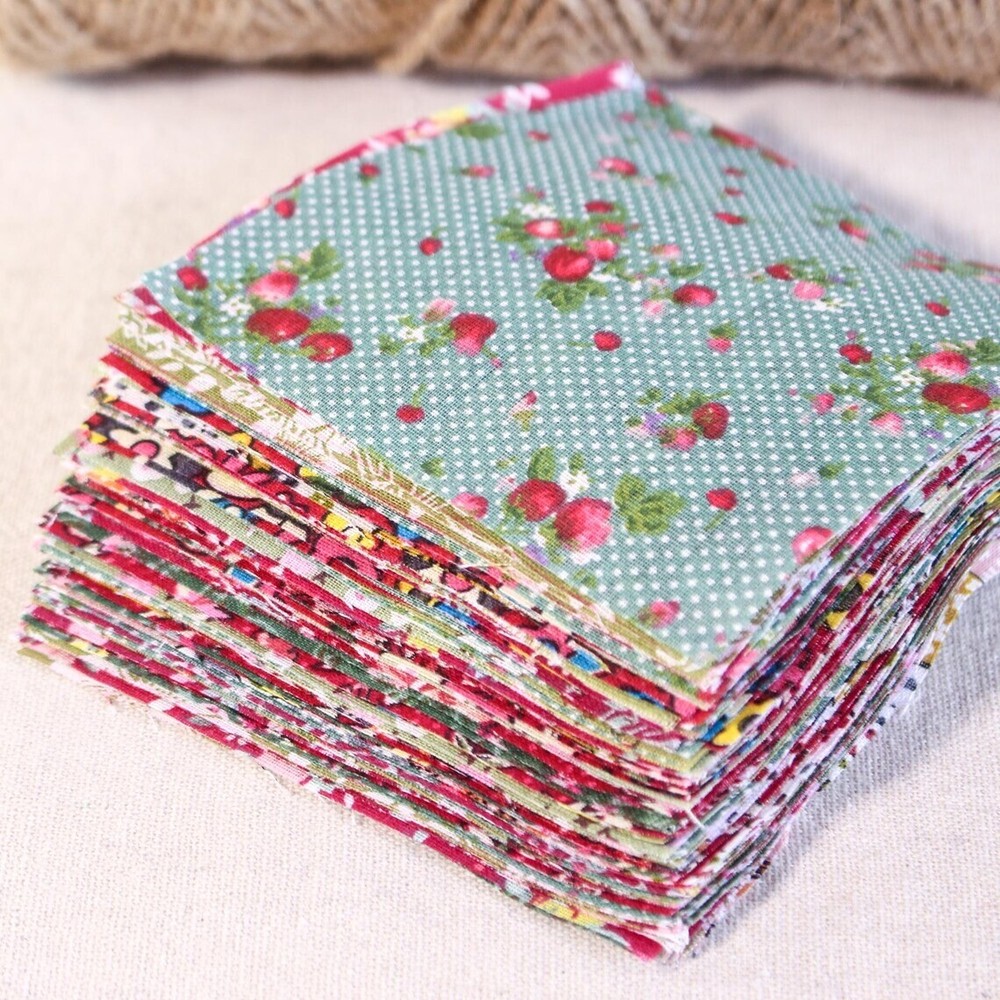 100 Mix Cotton Print Flower10cm Fabric Squares Bundle for Quilting & Patchwork