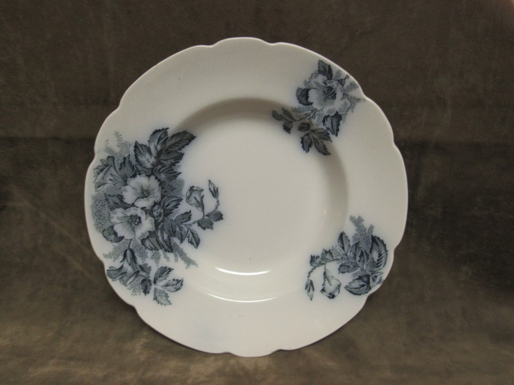 Johnson Bros England Porcelain China Khyber Flow Blue Floral Flange Edge Bowl