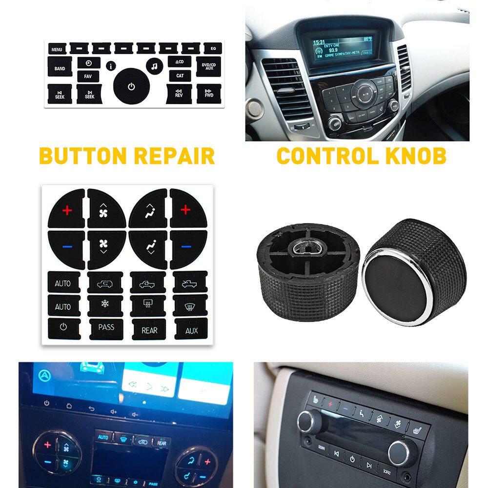 1/2set A/C Climate Control Audio Knobs Dash & Radio Button Repair Decal Stickers