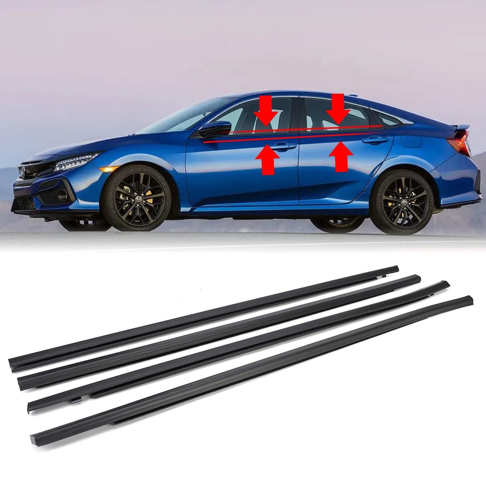 4Pcs Weatherstrip Window Moulding Trim Seal for 2016-2021 Honda Civic