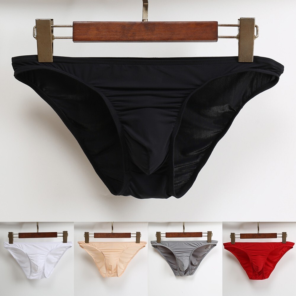 Stylish Men's Low Rise Thong GString Underwear Bulge Pouch Solid Briefs