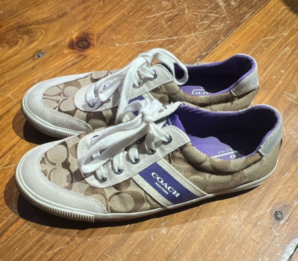 Coach Low Top Sneakers (flats) Purple, White Beige (Women's)
