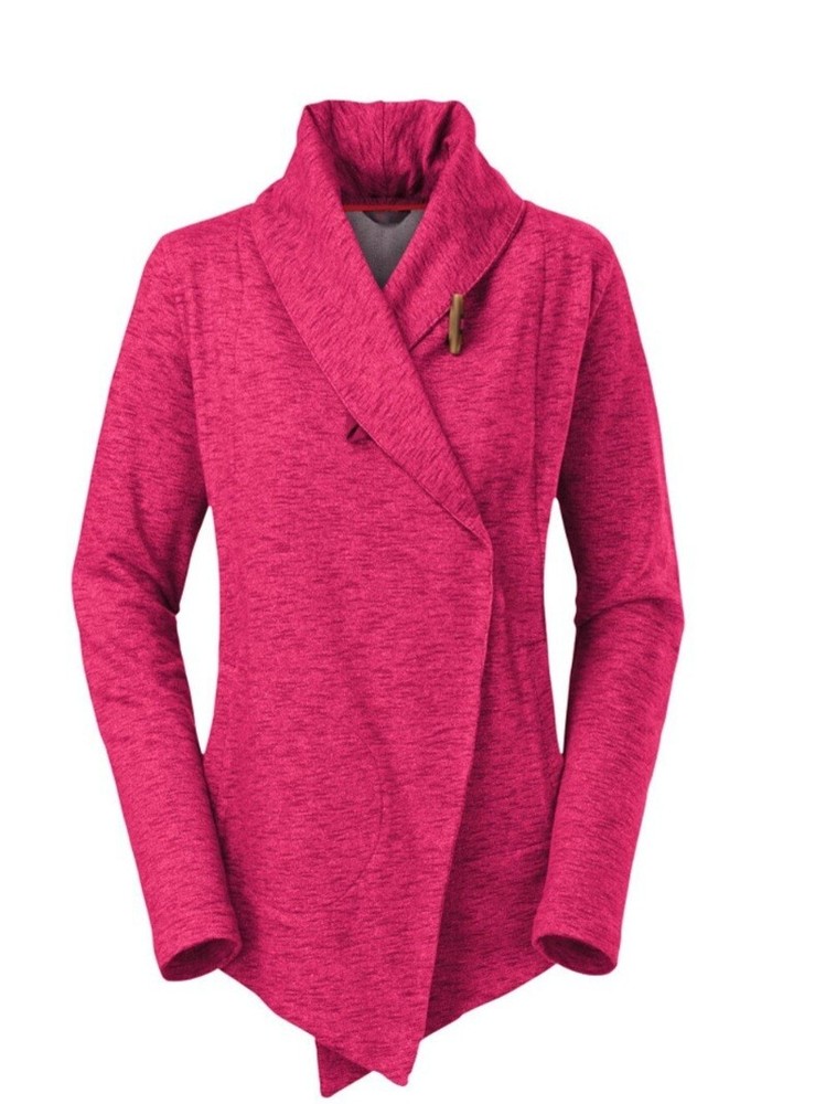 North Face Fallsgrove Toggle Cardigan Sweater Heathered Red Medium