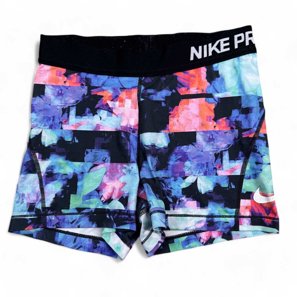 Nike Pro Compression Shorts Womens Size Small Multicolor Athleisure Dri-Fit