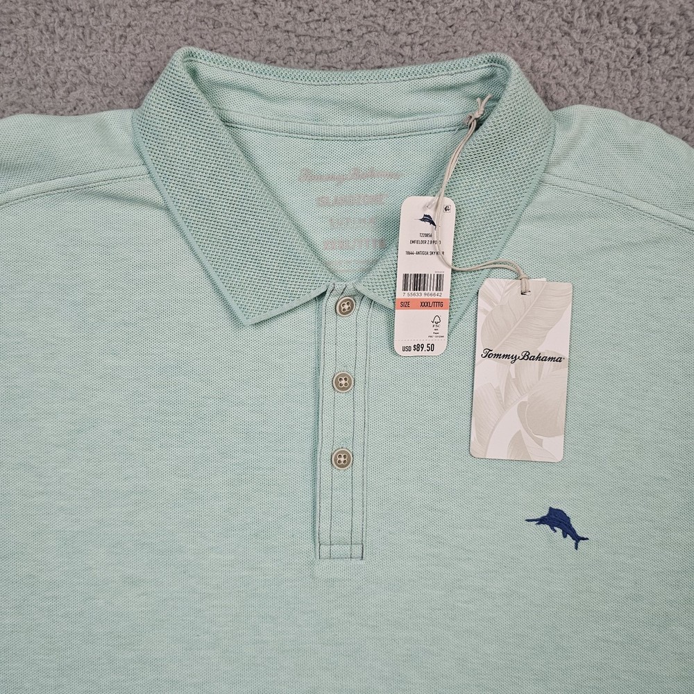 Tommy Bahama Polo Shirt Mens 3XL Blue Emfielder 2.0 Island Zone Supima Golf NWT