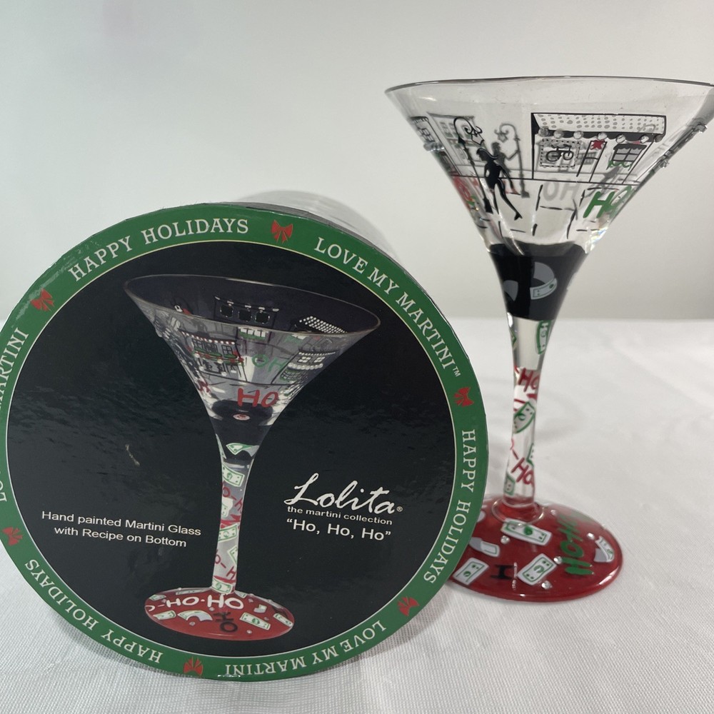 Lolita Martini Glass HoHoHo Collection 7oz Holiday Cheer Set
