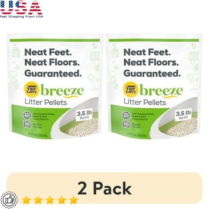 Non-Clumping Low Dust Cat Litter Pellets 2 Pack with Odor Control 3.5lb Pouch