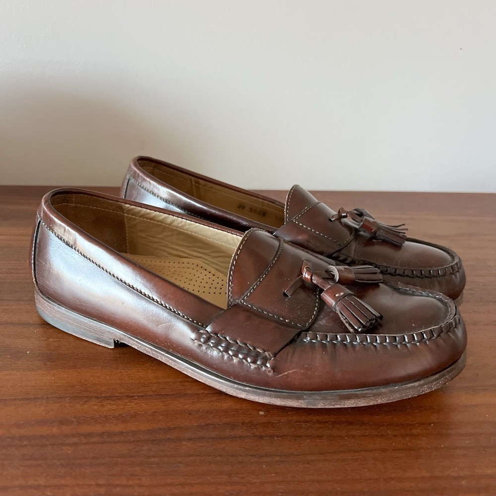 Cole Haan Men’s Tassel Loafers Brown Leather Slip On Dress Shoes Size 10.5