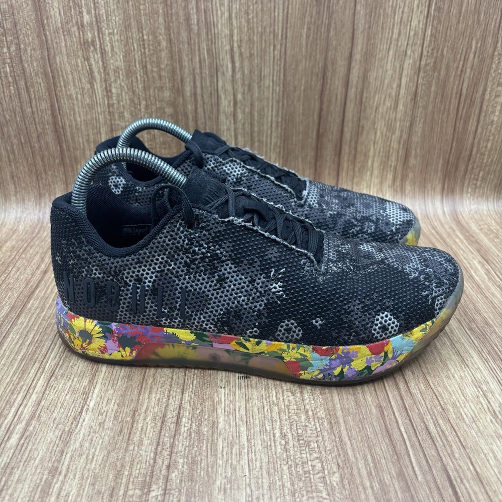 Nobull Superfabric Trainer Women's Size 9.5 Workout Gym Shoes Black Daisy Floral