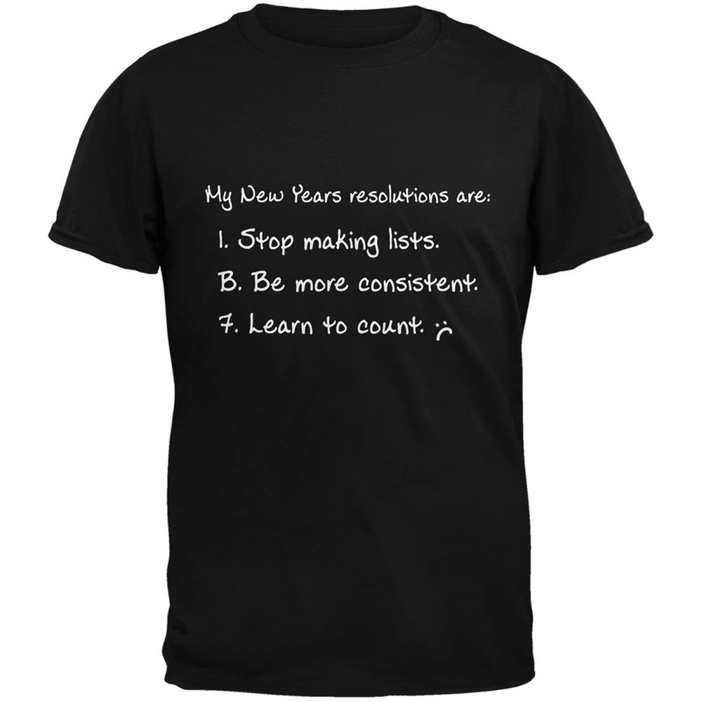 New Years Learn to Count Black Adult T-Shirt-image