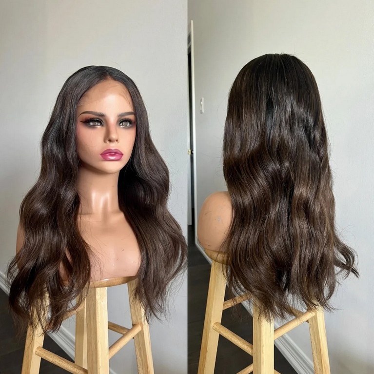 Dark Brown Body Wave 100% Human Hair 13x4 Lace Front Wig