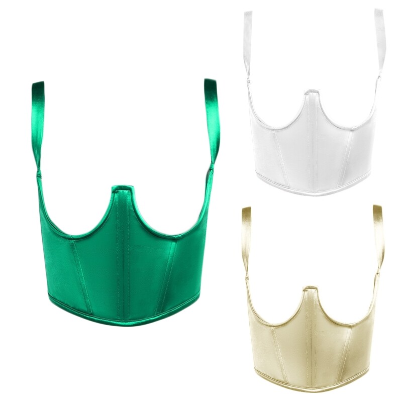 Sexy Underbust Corset Crop Top with Waist Cincher and Adjustable Straps