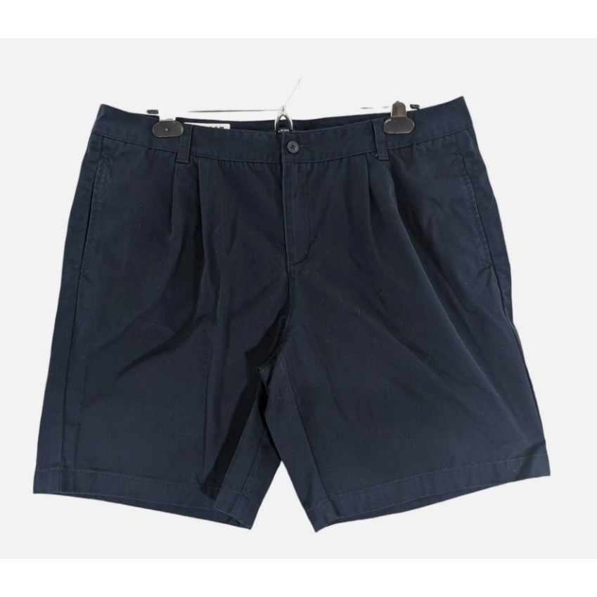 Lands End Womens Size 14 Navy Blue Pleated Chino Shorts Casual Everyday