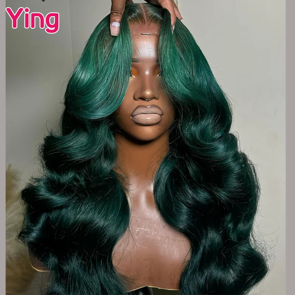 Dark Green 13x4 Lace Front Human Hair Wig Body Wave 4x6 Glueless Pre Plucked