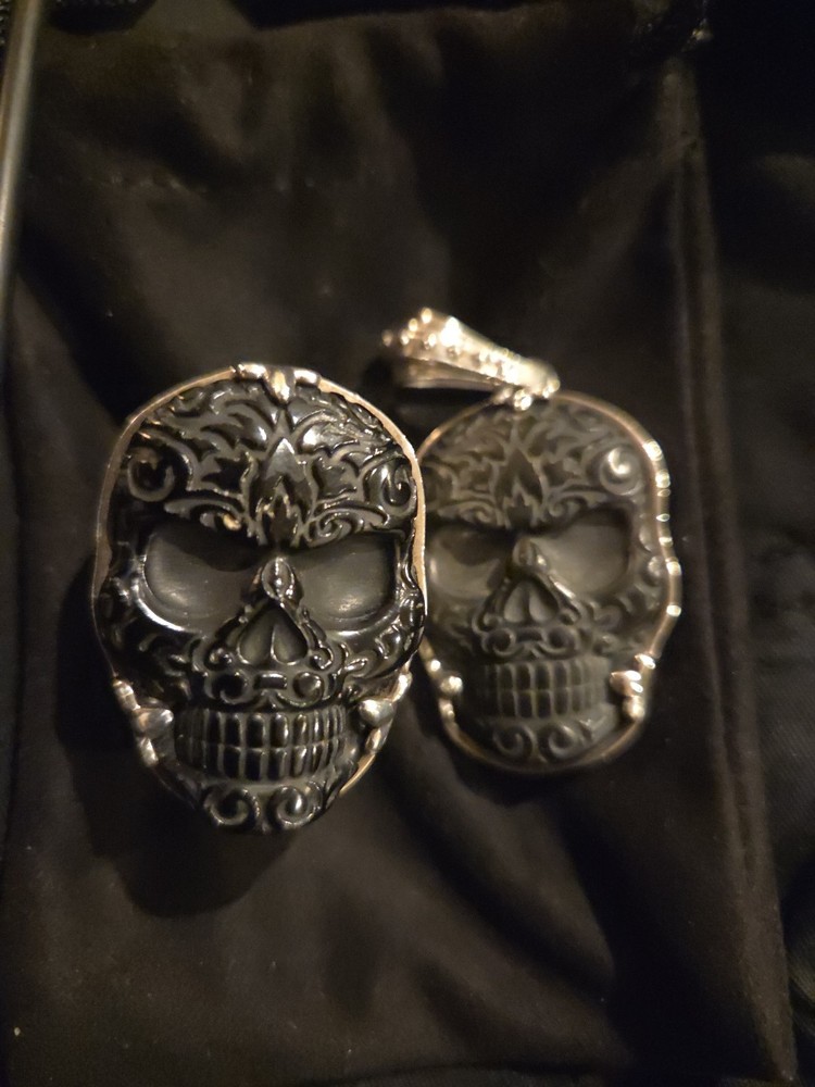 King Baby HTF Day Of The Dead Ring And Pendant Onyx