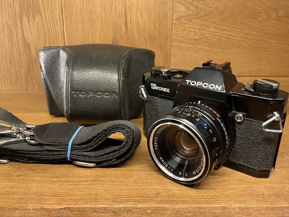 *Super Rare Black : Exc+5 w/ Case* Topcon Unirex Film Camera HI Topcor 50mm F/2