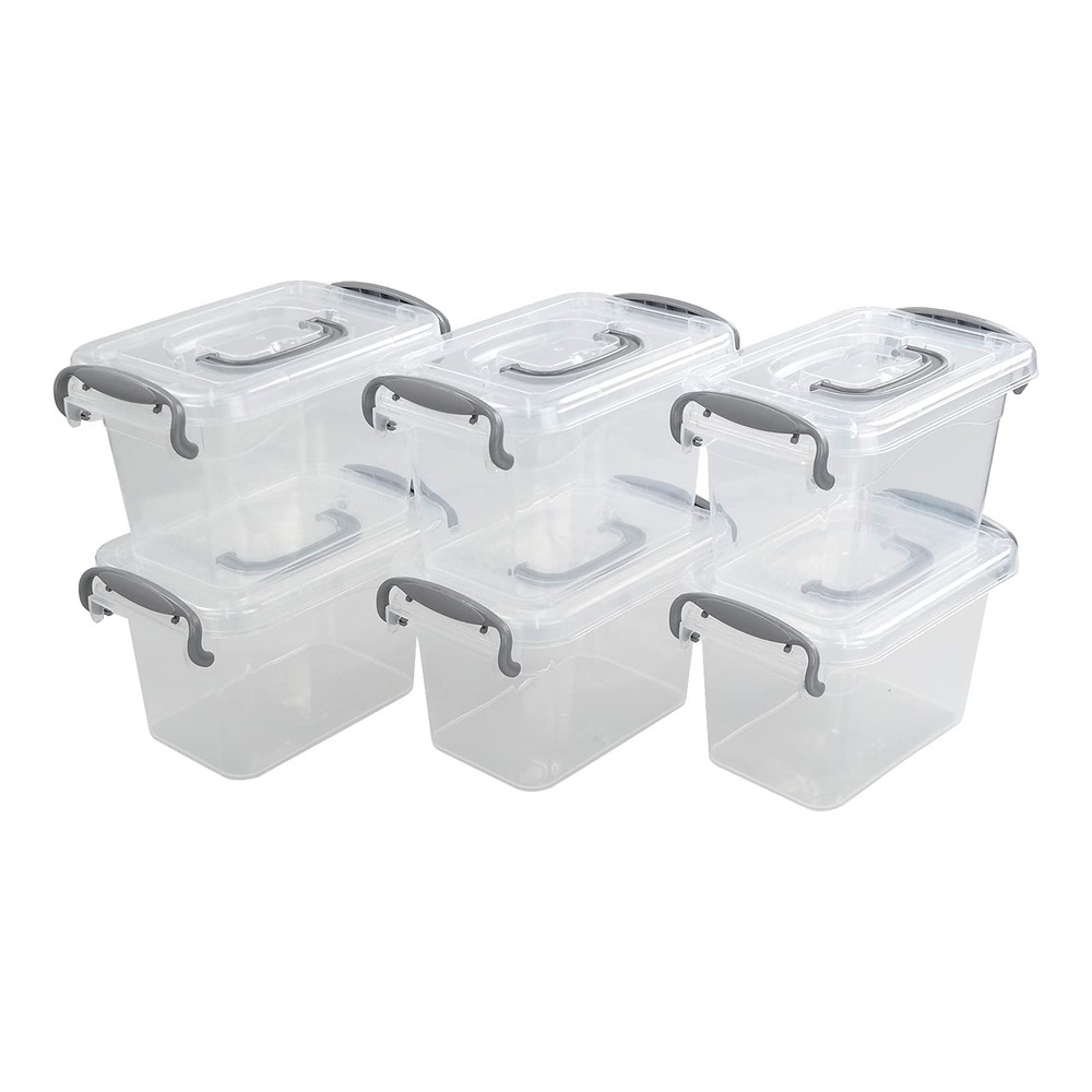 1.8L Clear Plastic Storage Box with Lids - 6-Pack Organizer Bins