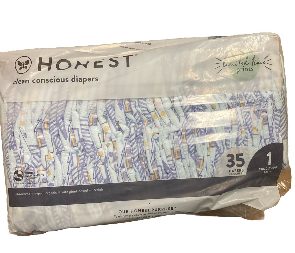 Honest Company Size 1 Diapers 35ct Limited Edition Print Sealed New-image