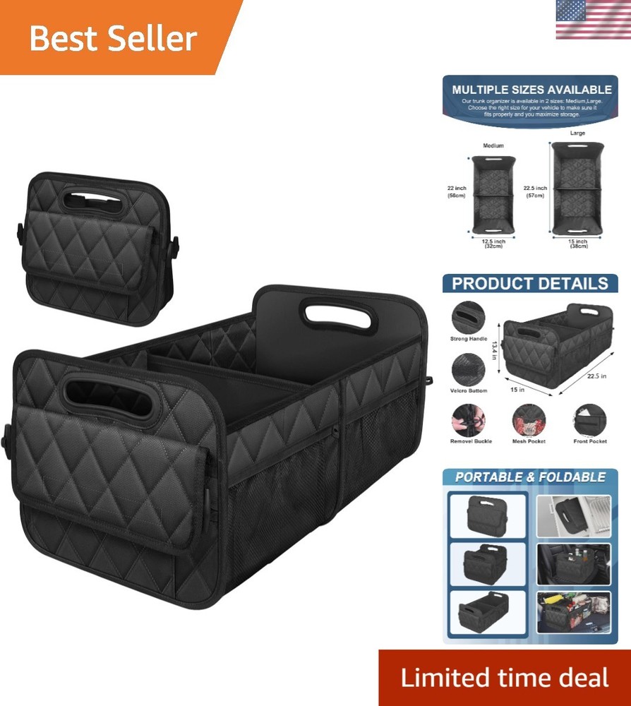Durable Black Trunk Organizer for Cars: 6 Pockets & Waterproof Protection