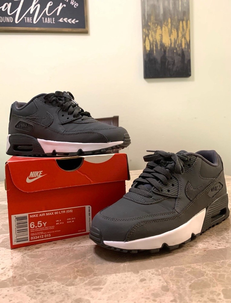 YOUTH Nike AIR Max 90 LTR (GS) - Dark Gray Black White 6.5Y