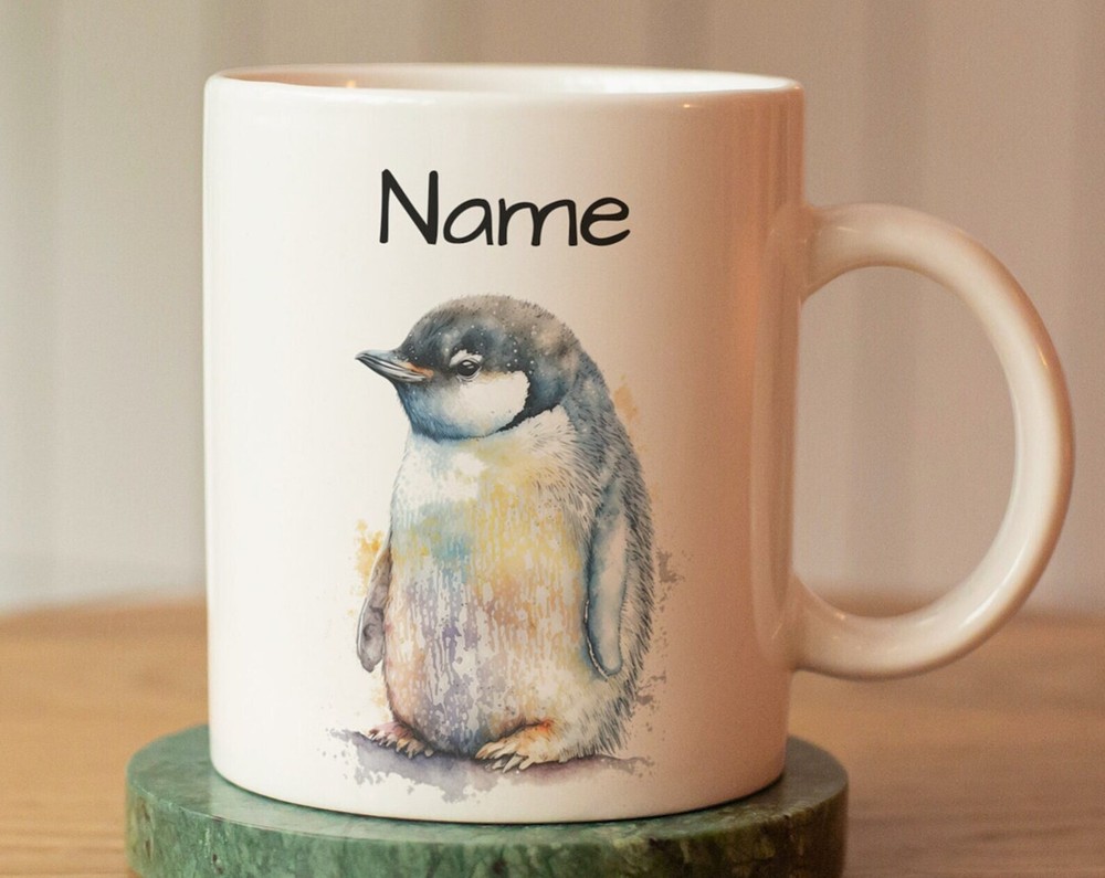 Custom Penguin Mug with Name – Kids' Personalized Cup Gift