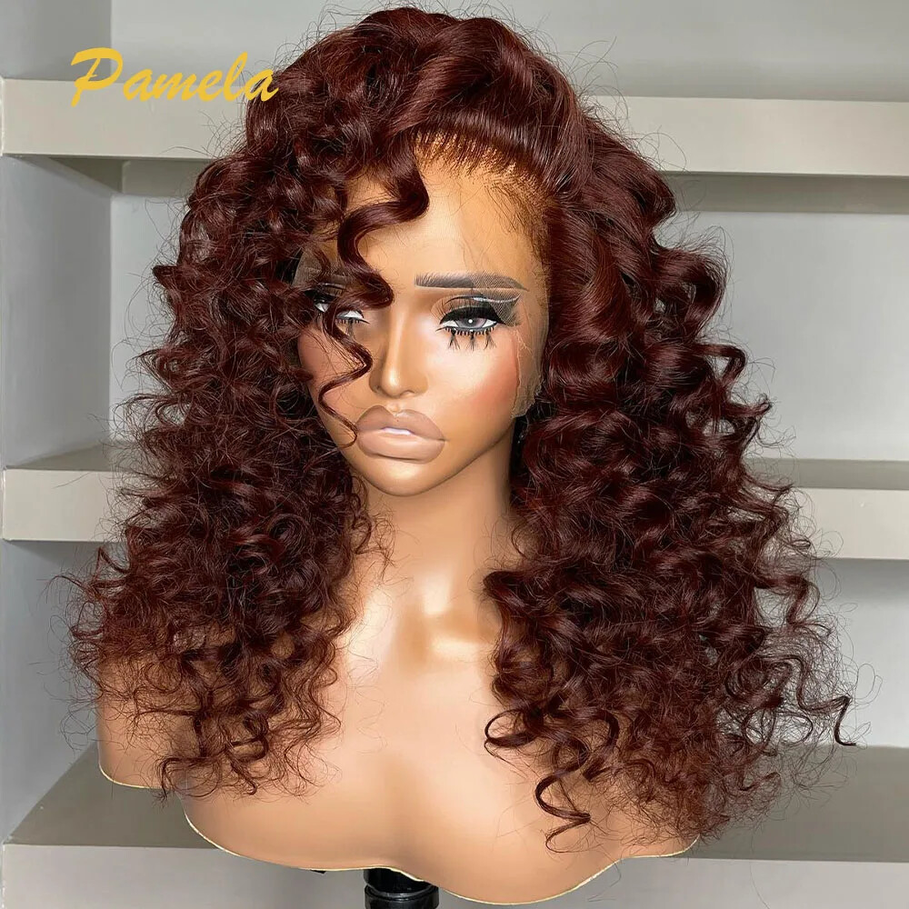 Chocolate Loose Wave Glueless Human Hair Wig with Pre Plucked 4x4 Lace Closure