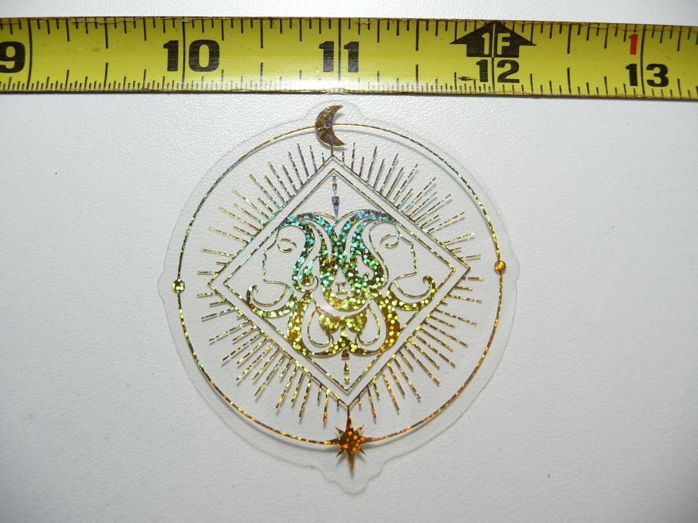 HOLOGRAPHIC ZODIAC GEMINI CIRCLE STICKER DECAL HOROSCOPE SIGN BIRTH MONTH