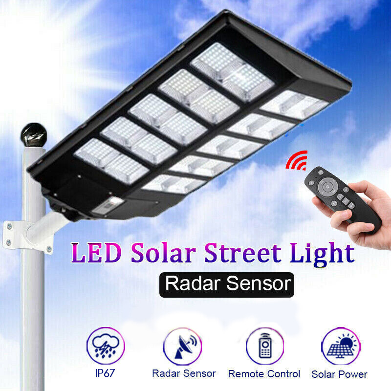 Super Bright LED Solar Street Light with Motion Sensor and Dusk-to-Dawn Function