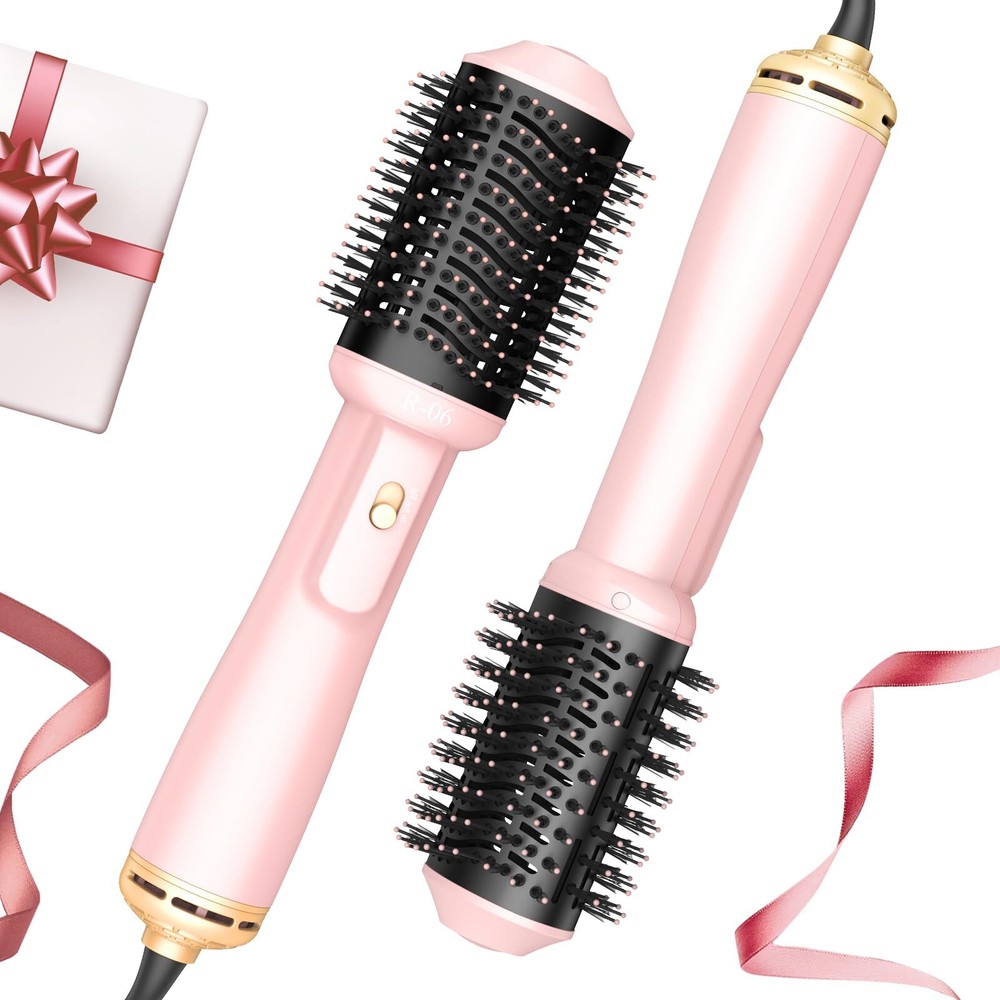 4-in-1 Hair Dryer Brush & Volumizer, Oval Barrel, Hot Air Styler, Bright Pink