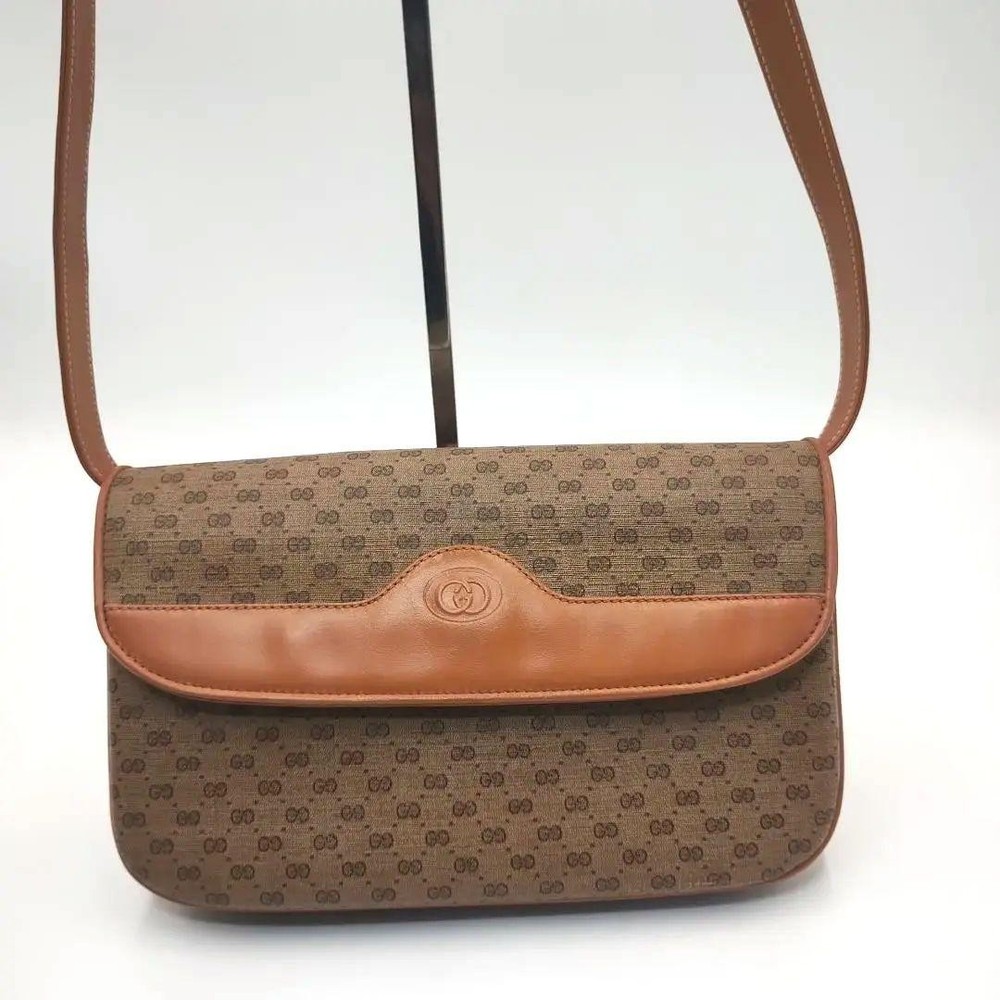 Vintage Gucci Micro GG Leather Compact Crossbody Shoulder Bag