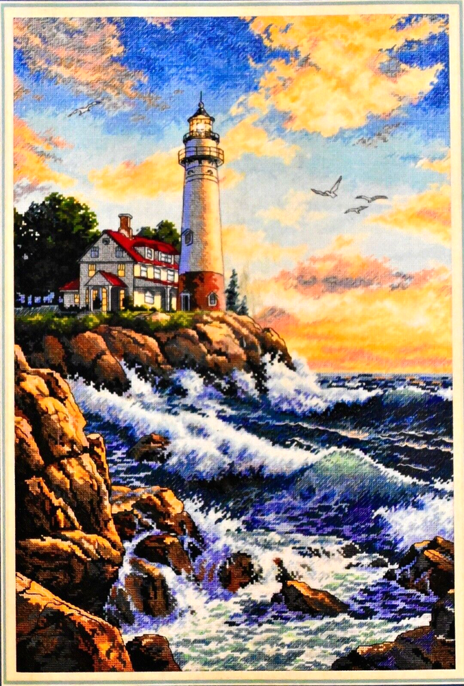 Dimensions The Gold Collection ROCKY POINT LIGHTHOUSE Counted Cross Stitch Kit