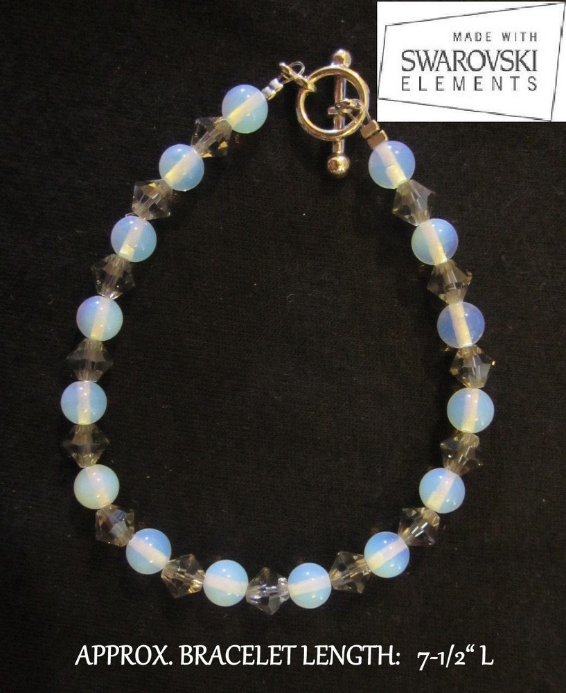 Moonstone & Swarovski Black Diamond Bracelet *BLACK ICE* Made w/ Swarovski