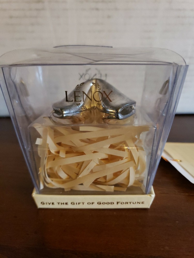 NWT Lenox Silver Plated Fortune Cookie Good Luck New Year Wedding Birthday Gift-image