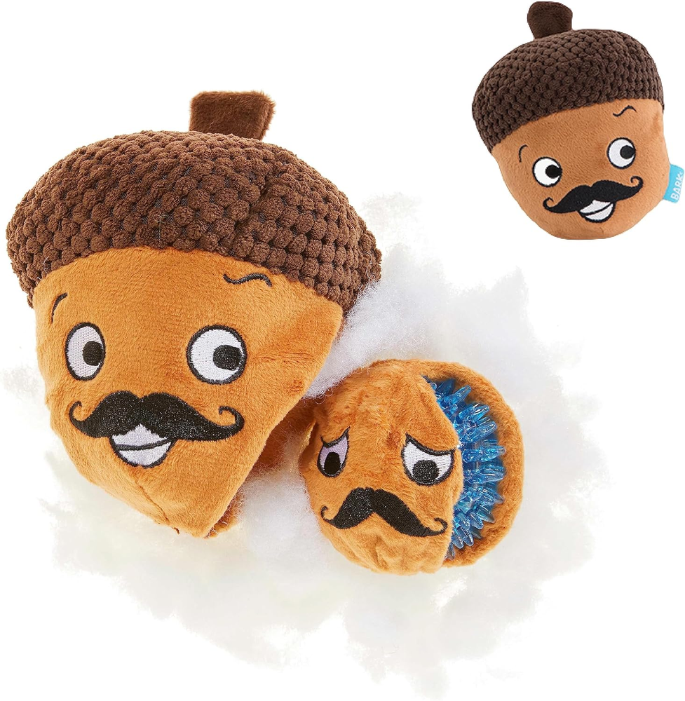 BARK Dog Toy 2 in 1 Interactive - Plush Exterior with Squeaker & Textured Materi