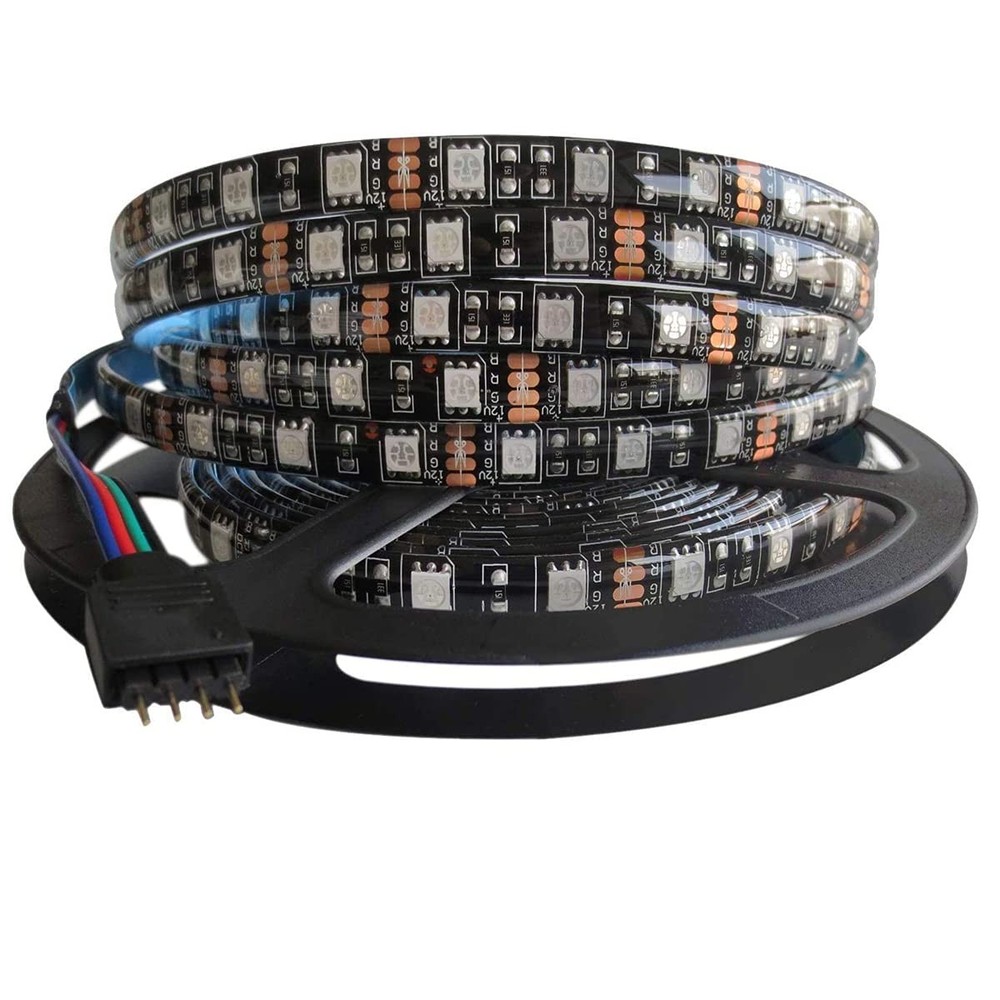 5M Black PCB 5050 RGB LED Strip Waterproof IP65 300 SMD 12V