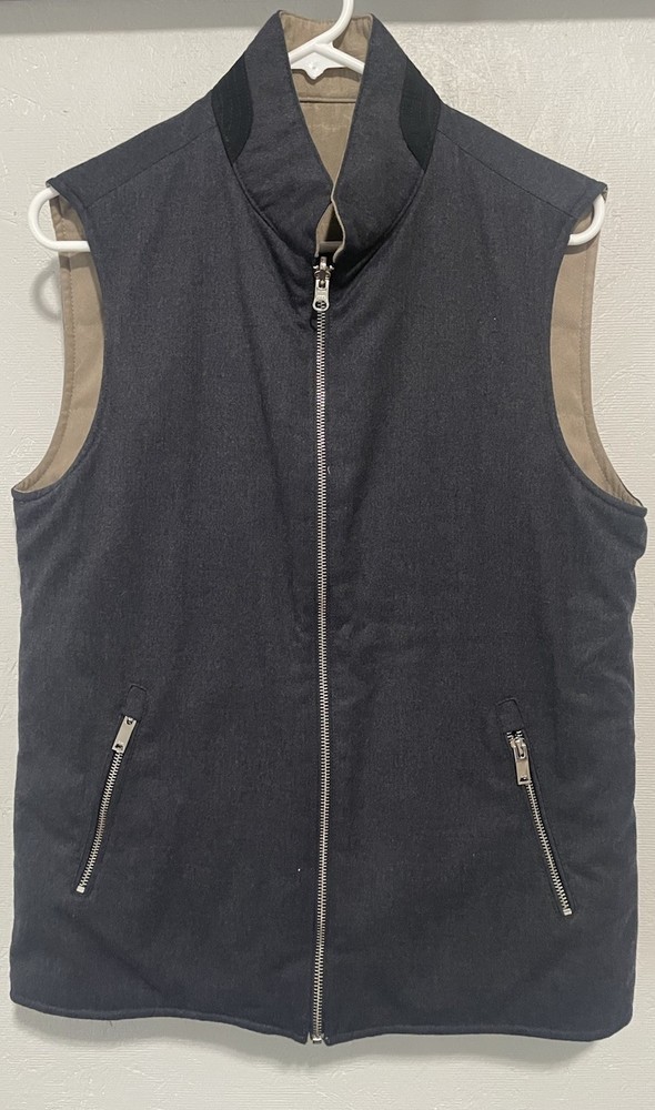 Reiss Gilet Mens S Grey Full Zip Quilted Lined Vest Body warmer Jacket