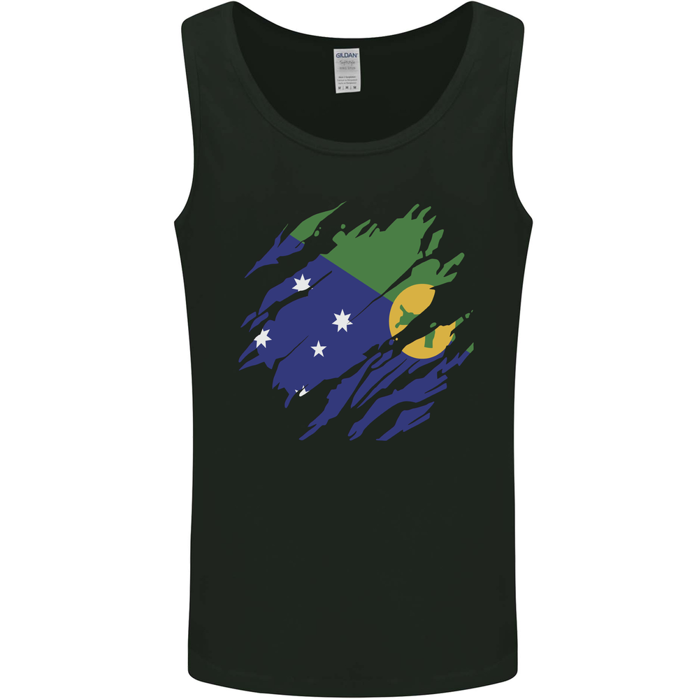 Torn Flag Christmas Islands Mens Vest Tank Top